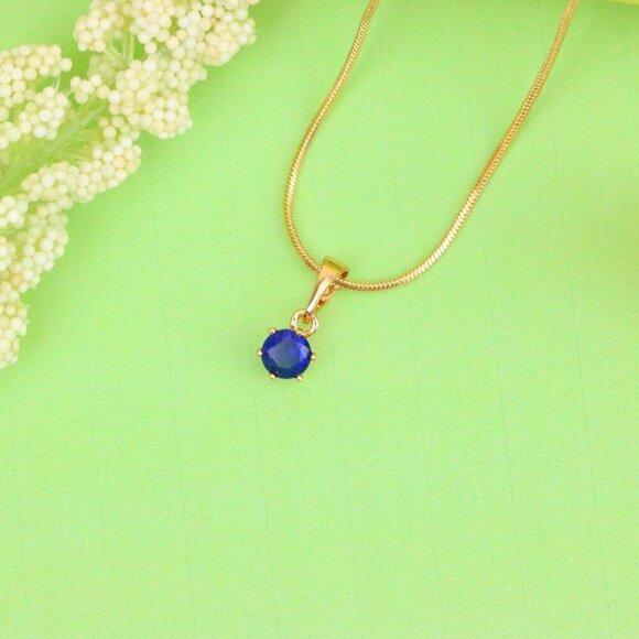 "Tiny Blue Stone Pendant in Rose Gold Setting, XPPT1573 - Picture 10 of 12